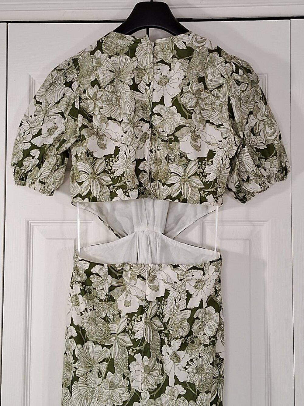 Jcrew x Liberty London Floral green and white cutout midi dress cotton - Picture 5 of 13